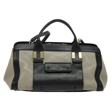 Chloe Alice Hand Bag Leather 2way Black Gold Auth am8896 - 0