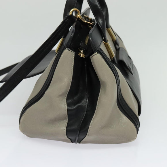 Chloe Alice Hand Bag Leather 2way Black Gold Auth am8896