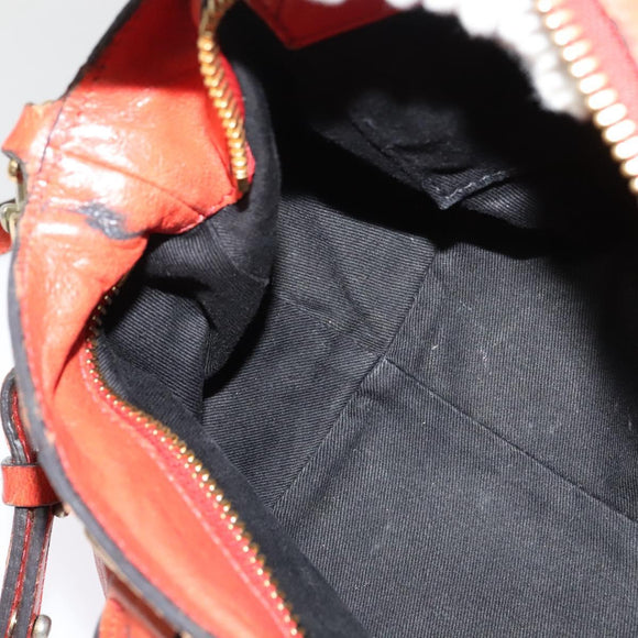 Chloe Etel Hand Bag Leather 2way Orange Gold Auth am8897