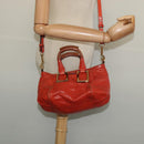 Chloe Etel Hand Bag Leather 2way Orange Gold Auth am8897-23