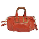 Chloe Etel Hand Bag Leather 2way Orange Gold Auth am8897-3