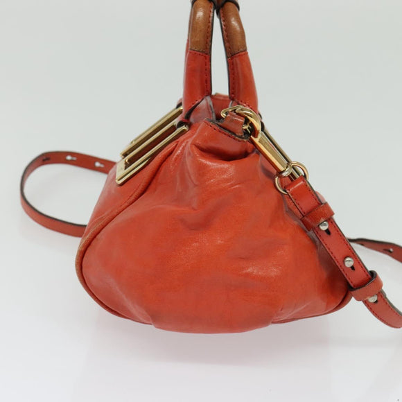 Chloe Etel Hand Bag Leather 2way Orange Gold Auth am8897