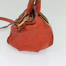 Chloe Etel Hand Bag Leather 2way Orange Gold Auth am8897-5