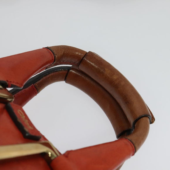 Chloe Etel Hand Bag Leather 2way Orange Gold Auth am8897