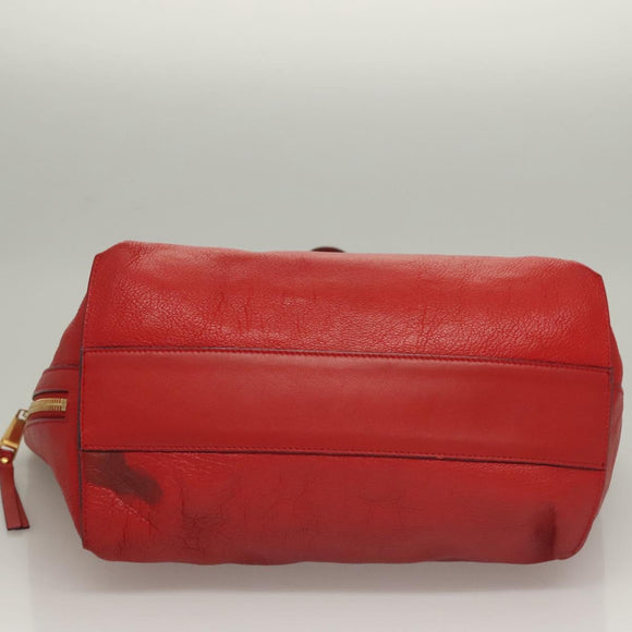 Chloe Dylan Tote Bag Leather Red Gold Auth am8898