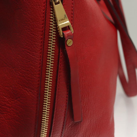 Chloe Dylan Tote Bag Leather Red Gold Auth am8898