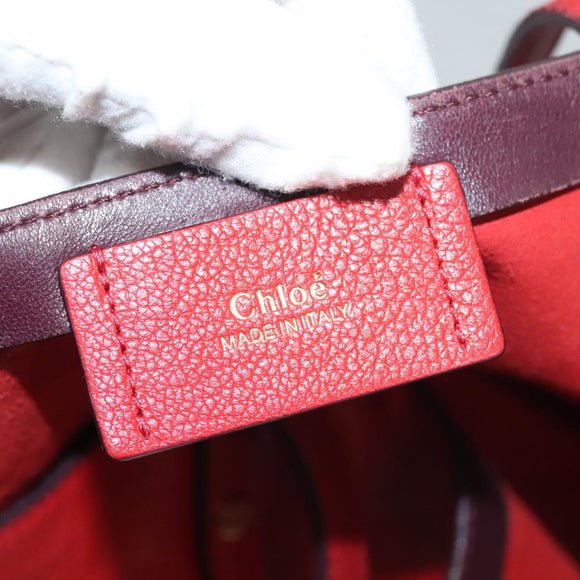 Chloe Dylan Tote Bag Leather Red Gold Auth am8898