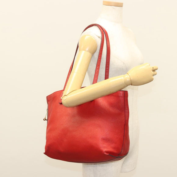 Chloe Dylan Tote Bag Leather Red Gold Auth am8898