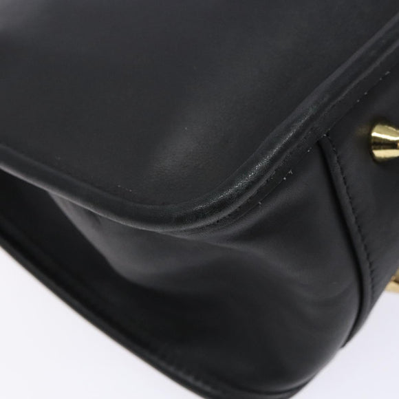 Coach Shoulder Bag Leather Black Gold Auth am8902