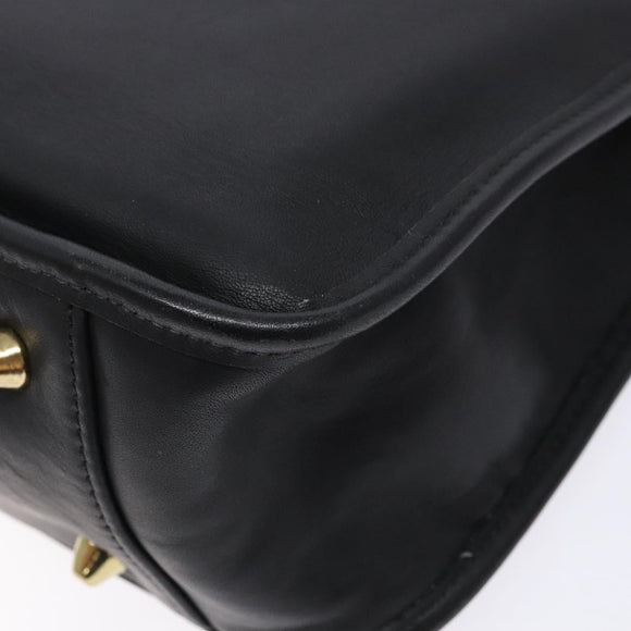Coach Shoulder Bag Leather Black Gold Auth am8902