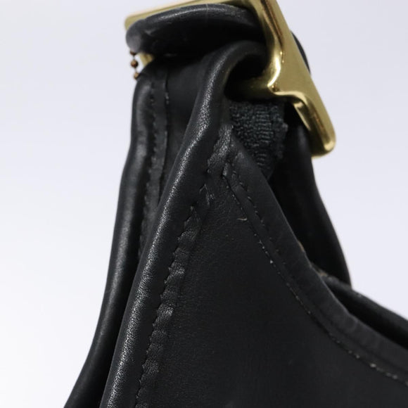 Coach Shoulder Bag Leather Black Gold Auth am8902