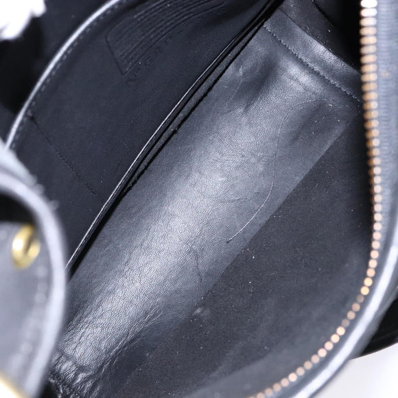 Coach Shoulder Bag Leather Black Gold Auth am8902