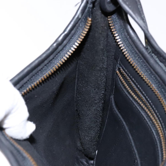 Coach Shoulder Bag Leather Black Gold Auth am8902