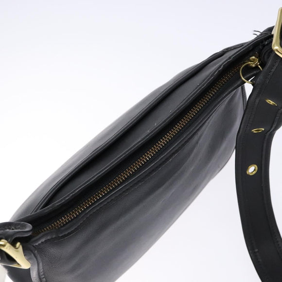 Coach Shoulder Bag Leather Black Gold Auth am8902