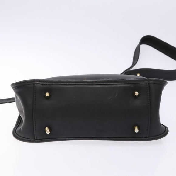 Coach Shoulder Bag Leather Black Gold Auth am8902
