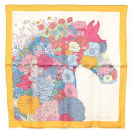 HERMES Carre 45 Scarf ""ROBE LEGERE"" Silk Orange Auth am8904