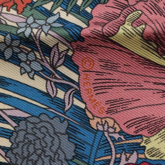 HERMES Carre 45 Scarf ""ROBE LEGERE"" Silk Orange Auth am8904