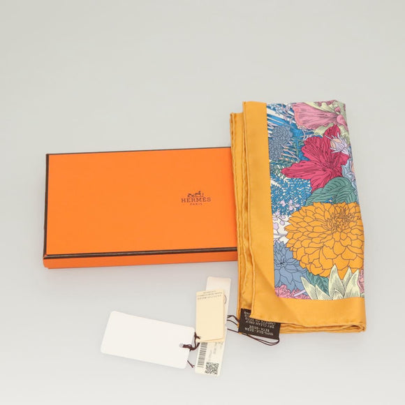 HERMES Carre 45 Scarf ""ROBE LEGERE"" Silk Orange Auth am8904