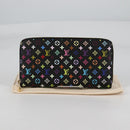 LOUIS VUITTON Monogram Multicolor Zippy Wallet Wallet Black M60243 Auth am8910V-12