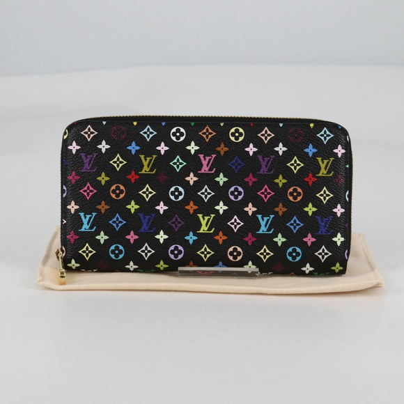 LOUIS VUITTON Monogram Multicolor Zippy Wallet Wallet Black M60243 Auth am8910V