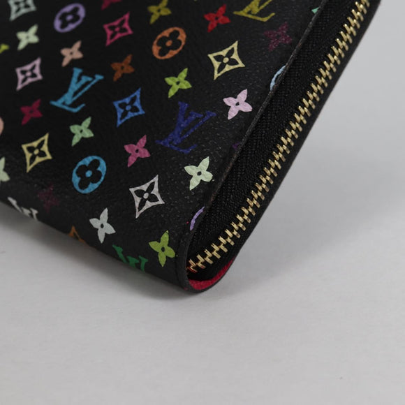 LOUIS VUITTON Monogram Multicolor Zippy Wallet Wallet Black M60243 Auth am8910V