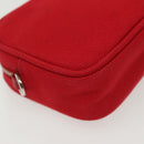 PRADA Pouch Canvas Red Silver Auth am8913-10