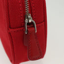 PRADA Pouch Canvas Red Silver Auth am8913-12