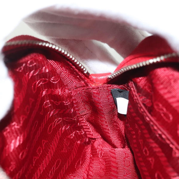 PRADA Pouch Canvas Red Silver Auth am8913