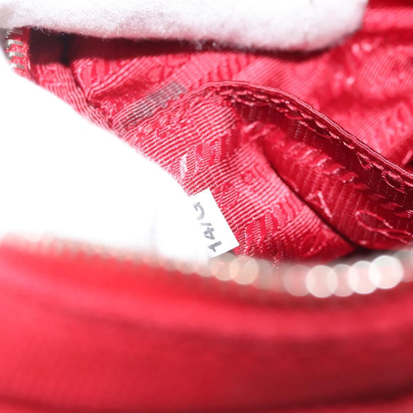 PRADA Pouch Canvas Red Silver Auth am8913