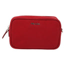 PRADA Pouch Canvas Red Silver Auth am8913-2