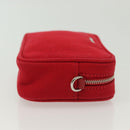 PRADA Pouch Canvas Red Silver Auth am8913-4