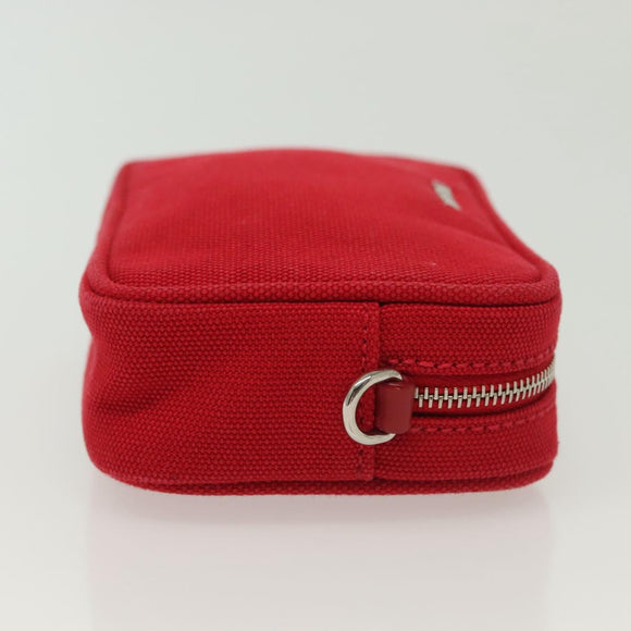 PRADA Pouch Canvas Red Silver Auth am8913