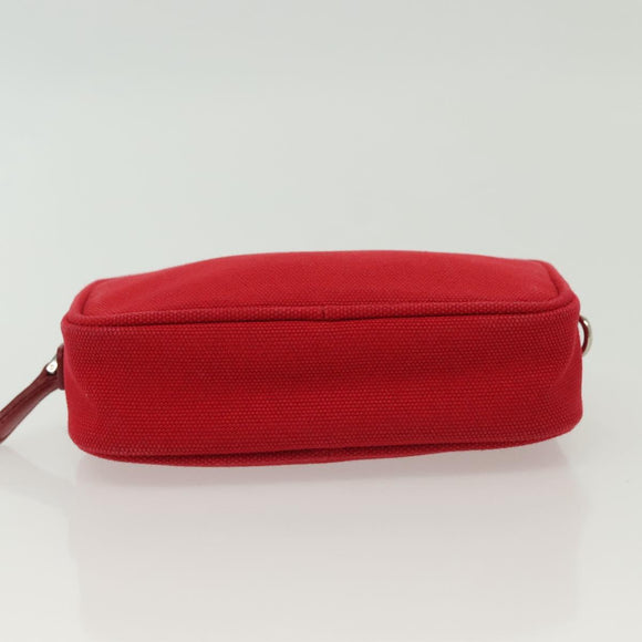 PRADA Pouch Canvas Red Silver Auth am8913