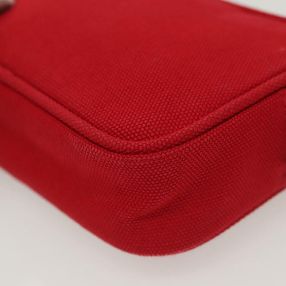 PRADA Pouch Canvas Red Silver Auth am8913