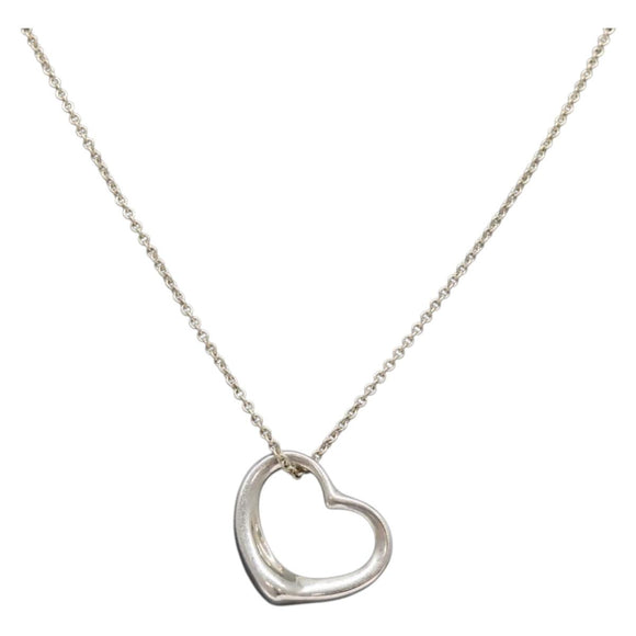 TIFFANY&Co. Open Heart Necklace Ag925 Silver Auth am8916