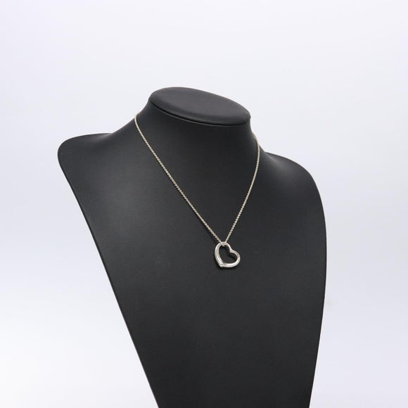 TIFFANY&Co. Open Heart Necklace Ag925 Silver Auth am8916