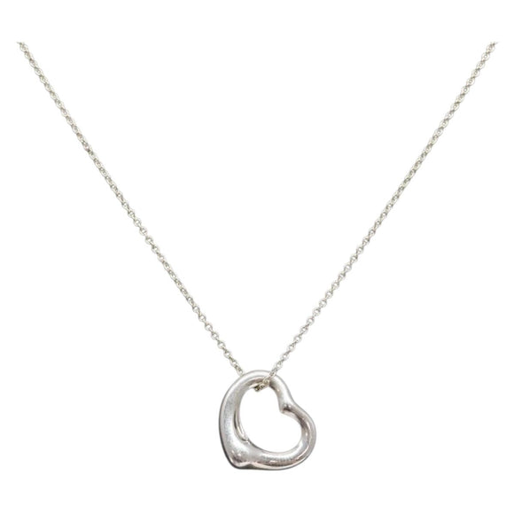TIFFANY&Co. Open Heart Necklace Ag925 Silver Auth am8917