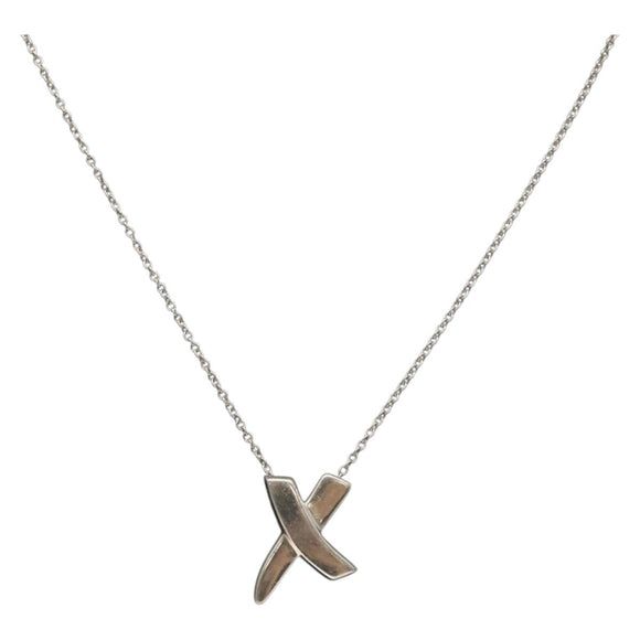 TIFFANY&Co. Kiss Cross Necklace Ag925 Silver Auth am8919
