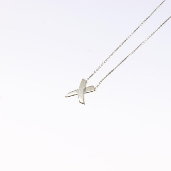 TIFFANY&Co. Kiss Cross Necklace Ag925 Silver Auth am8919