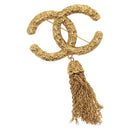 CHANEL COCO Mark Lava Fringe Brooch metal Gold CC Auth am8932V-1