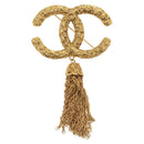 CHANEL COCO Mark Lava Fringe Brooch metal Gold CC Auth am8932V-2