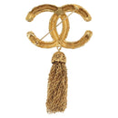 CHANEL COCO Mark Lava Fringe Brooch metal Gold CC Auth am8932V-3