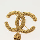 CHANEL COCO Mark Lava Fringe Brooch metal Gold CC Auth am8932V-5