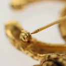 CHANEL COCO Mark Lava Fringe Brooch metal Gold CC Auth am8932V-8