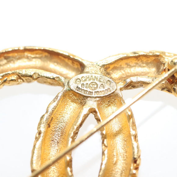 CHANEL COCO Mark Lava Fringe Brooch metal Gold CC Auth am8932V