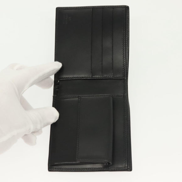 GUCCI Bifold Wallet Nylon Leather Black Silver Auth am8934