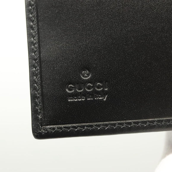 GUCCI Bifold Wallet Nylon Leather Black Silver Auth am8934