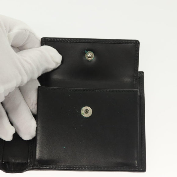 GUCCI Bifold Wallet Nylon Leather Black Silver Auth am8934