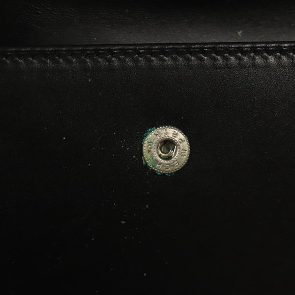 GUCCI Bifold Wallet Nylon Leather Black Silver Auth am8934