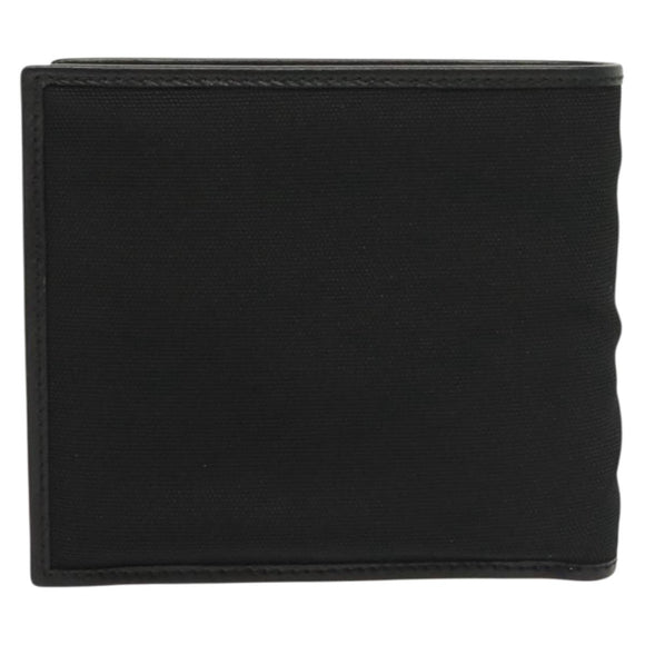 GUCCI Bifold Wallet Nylon Leather Black Silver Auth am8934